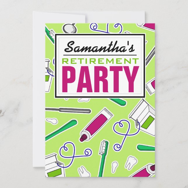 Convite Verde do partido de aposentadoria do higienista (Frente)