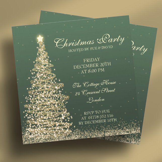 Convite Verde do Partido do Natal Elegante (Elegant Christmas Party Green Invitation)