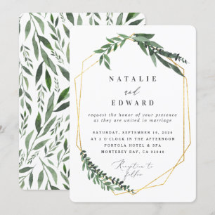 Convite verde dourado