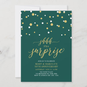 Convite Verde & Dourado 50º Aniversário de Casamento Sur