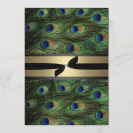 Convite verde & Dourado do pavão do casamento