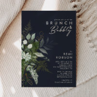 Verde e Dourado Marinho Escuro Folha Brunch e Bolh