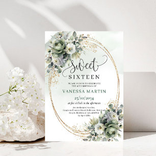 Convite Verde e Dourado Sweet Sixteen em Verde Poe