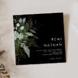 Convite Verde e Folha Dourada | Casamento Preto Quadrado<br><div class="desc">Nós projetamos este Folha Dourada e verde | convite para o casamento da Praça Negra para completar o seu simples, mas elegante casamento do Boho. Apresenta folha de eucalipto verde e branca moderna, folhagem de fêmur, flor suculenta e folhas de folha de ouro mínimas. Esses elementos dão a sensação de...</div>