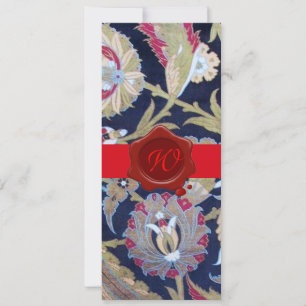 CONVITE VERDE E PRETO AZUL DAMASCO, MONOGRAMA DE SELLO DE 