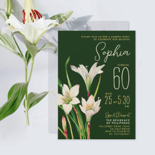 Convite Verde Elegante Lily 60ª Floral Botânica