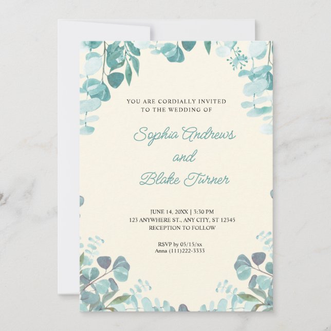 Convite Verde Elegante Moderno Enquadrou Casamento Amarelo (Frente)