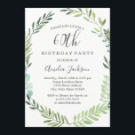 Convite Verde Elegante Wreath 60th Birthday<br><div class="desc">Convites de aniversário mais bonito na Loja Little Bayleigh!</div>