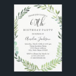 Convite Verde Elegante Wreath 60th Birthday<br><div class="desc">Convites de aniversário mais bonito na Loja Little Bayleigh!</div>