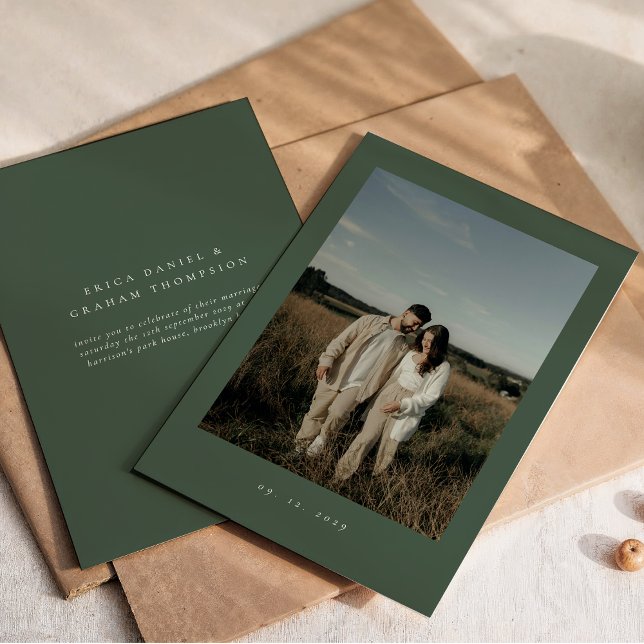 Convite Verde Escuro para Casamento Formal Clássic (Criador carregado)