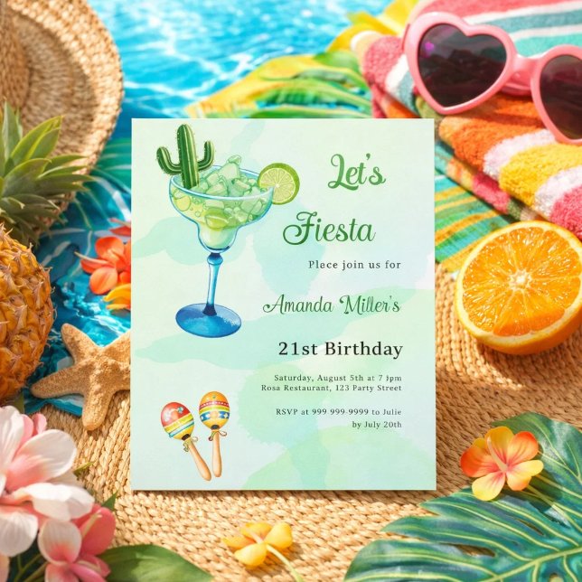 Convite verde estilo mexicano para festa de aniver (Criador carregado)