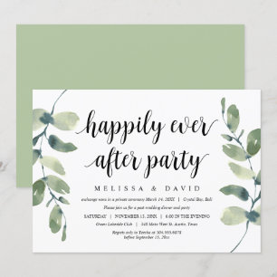 Convite Verde Eucalipto, Casamento Moderno Fuga