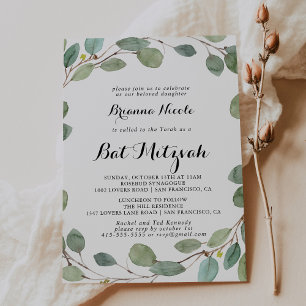 Convite Verde Eucalyptus Foliage Bat Mitzvah