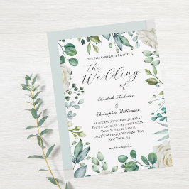 Convite Verde Floral Branco Eucalipto Casamento Elegante