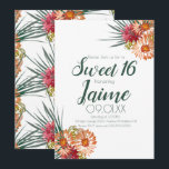 Convite Verde Floral de 16 Aquarelas Doce<br><div class="desc">Floral de Aquarela de 16 Convites de festas Doce</div>