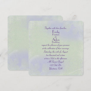 Convite verde floral e roxo abstrato