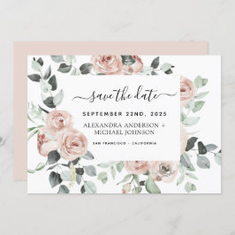 Convite Verde Floral Rosa Dusty Salve a Data