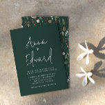 Convite Verde floral verde-floral floral de aquarela casei<br><div class="desc">Cartão de casamento verde e verde moderno para na moda floral floral floral.</div>