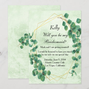Convite Verde Geométrico Eucalyptus Deixa Bridesmaid