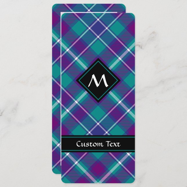 Convite Verde marinho, Roxo e Tartan Azul (Frente/Verso)