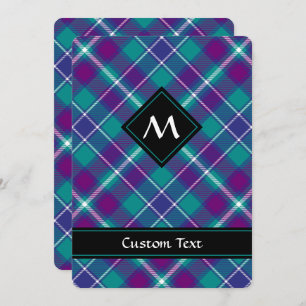 Convite Verde marinho, Roxo e Tartan Azul