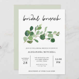 Convite Verde Minimalista  Bridal Brunch