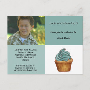 Convite verde Minty do aniversário da foto do