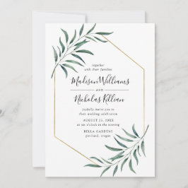 Convite Verde Moderno | Casamento de imagens geométricas D