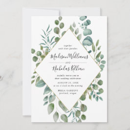 Convite Verde Moderno | Casamento de imagens geométricas D