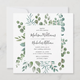 Convite Verde Moderno | Casamento quadrado