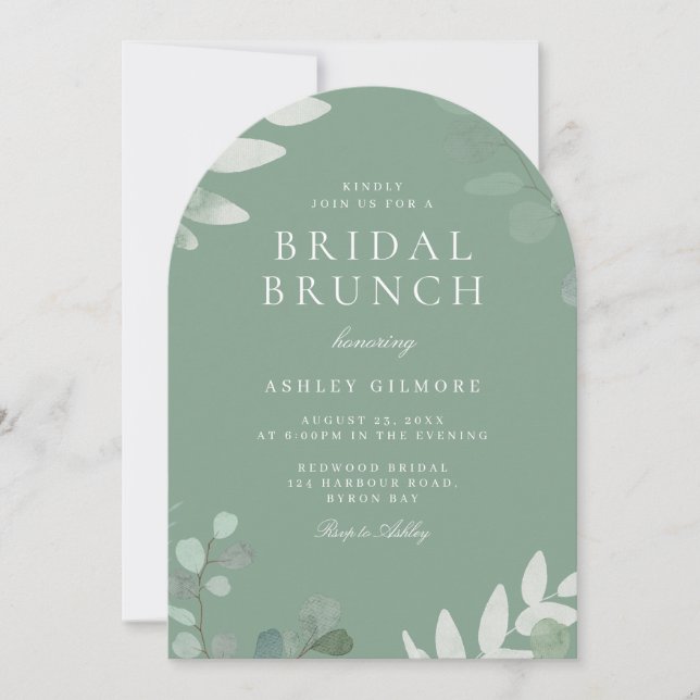 Convite Verde Moderno deixa Chá de panela Brunch (Frente)