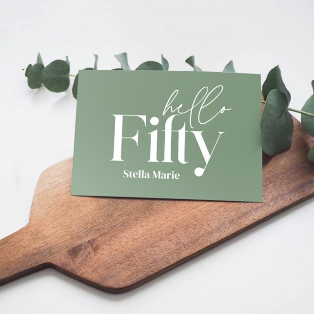 Convite Verde moderno e mínimo simples 50º aniversário (Criador carregado)