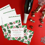 Convite Verde Moderno e Red Jolly Holly Natal<br><div class="desc">Folhas de Bold Holly e amoras vermelhas neste convite festivo do Feriado! Um quadro vermelho fino destaca o texto! As folhas sagradas baseiam-se numa design desenhada à mão. Uma escolha de estilos de borda! (a etiqueta da Holly é disponível na minha loja)</div>