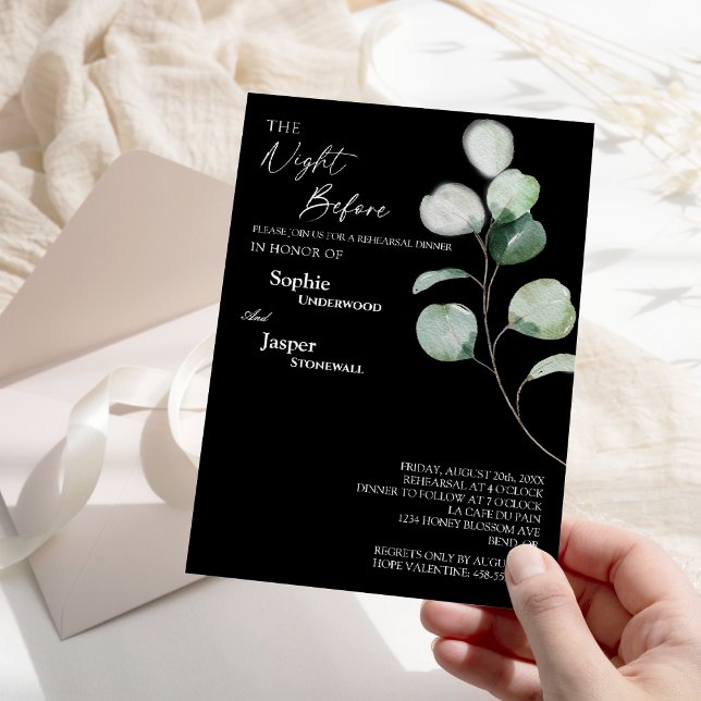 Convite Verde Moderno Noite Negra Antes do Ensaio (Criador carregado)