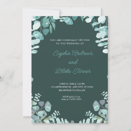 Convite Verde moderno sofisticado Enquadrou Casamento Verd