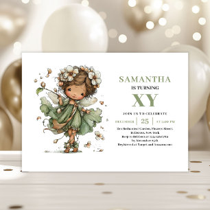 Convite Verde Musgo para Aniversário de Menina Fad