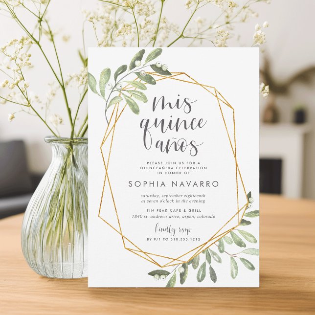 Convite Verde natural | Quinceanera aquática (Criador carregado)