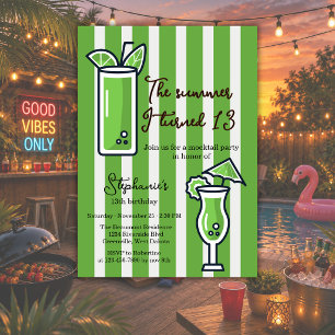 Convite Verde O Verão Em Que Fiz 13 Anos Mocktail Aniversá