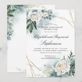 Convite Verde Ouro Geométrico Floral Casamento Aniversário