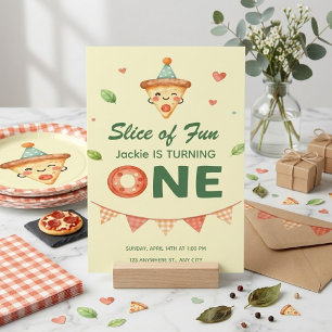 Convite Verde para 1º Aniversário Slice of Fun Piz