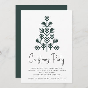 Convite Verde para Árvore do Partido do Natal Mode