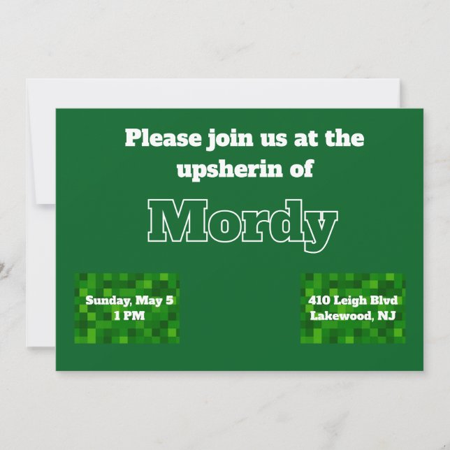 Convite verde para o upsherin (Frente)