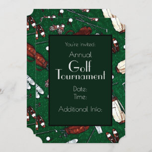 Convite Verde para Torneio de Golfe em Tempo Tear