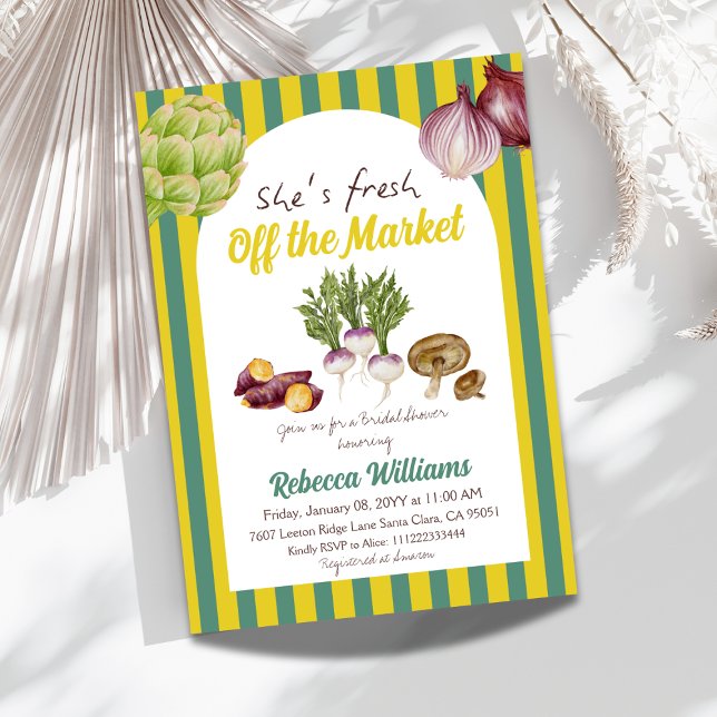 Convite Verde retroativo fresco do Chá de panela de mercad (Criador carregado)