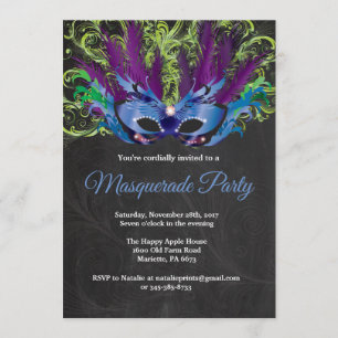 Convite Verde roxo azul da noite mágica do partido do