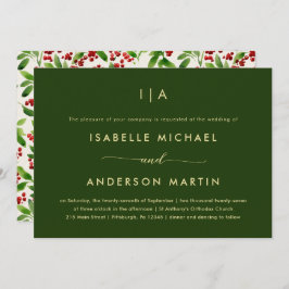 Convite Verde Rustic Christmas Wedding