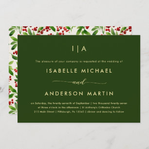 Convite Verde Rustic Christmas Wedding