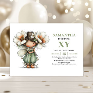 Convite Verde Sage para o 2º Aniversário da Menina