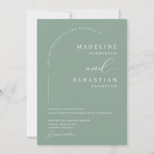 Convite Verde Salvia Boho Arco Moderno Foto Casamento