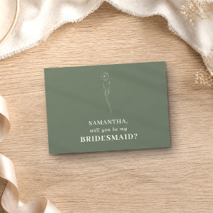 Convite Verde sálvia Flor Simples Você Será Minha Dama de